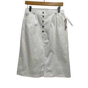 DAVID EMANUEL White Button Up Front Pocketed Skirt Size 8 NWT